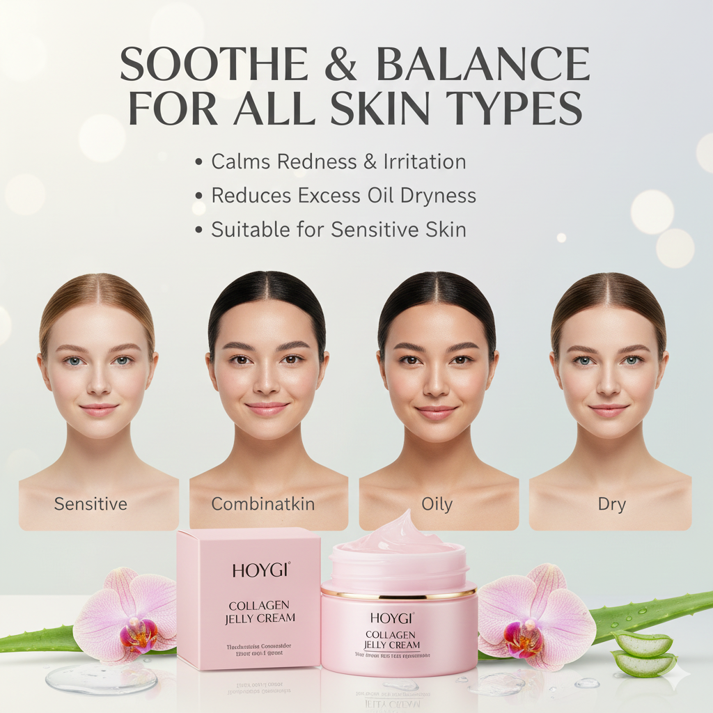 Collagen Jelly Cream Niacinamide Tightening Soothing Moisturizing Anti-Aging Firmness Hydration Skincare 100Ml Face Gel