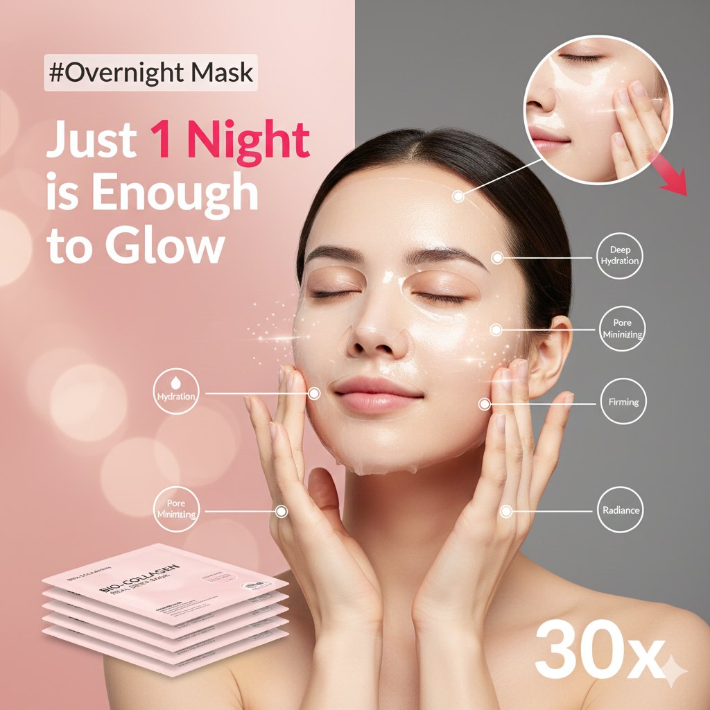 Bio Collagen Deep Hydrating Face Masks for Moisturized & Brightened Skin