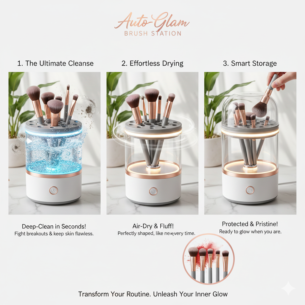 The 3-in-1 Sonic Clean & Quick-Dry Brush System